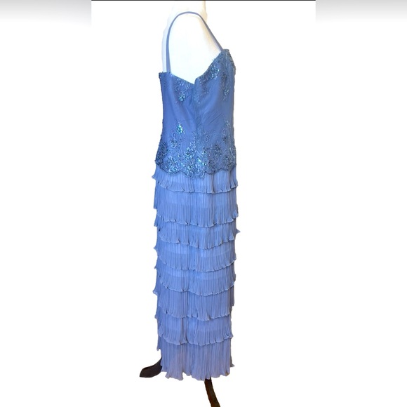 Blue Embellished Tiered maxi Dress for Cocktail Celebration or special occasion - Picture 5 of 13